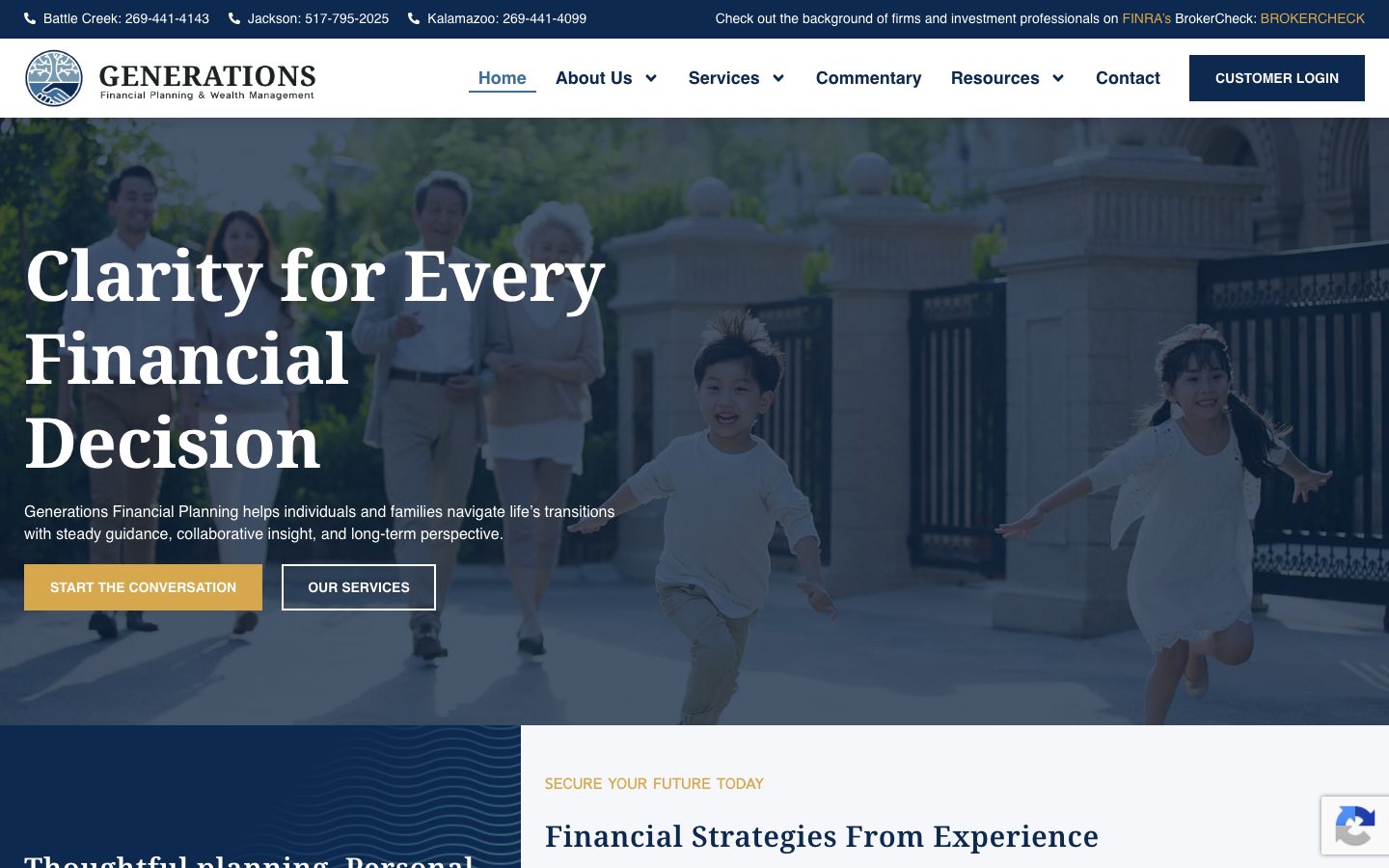 Generations Financial Planning site built by 'corePHP'