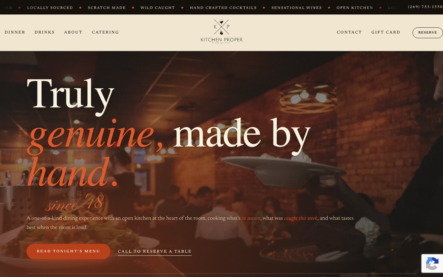 Kitchen Proper chophouse site built by 'corePHP'